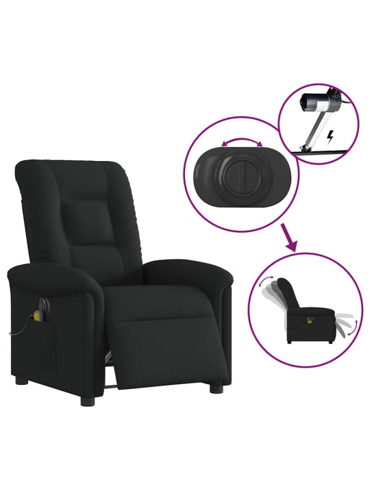 Elektrické masážní polohovací křeslo černé textil
