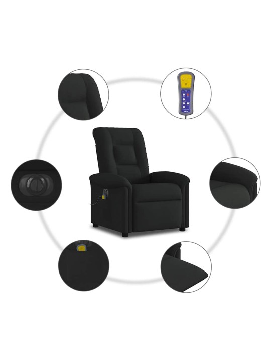 Elektrické masážní polohovací křeslo černé textil