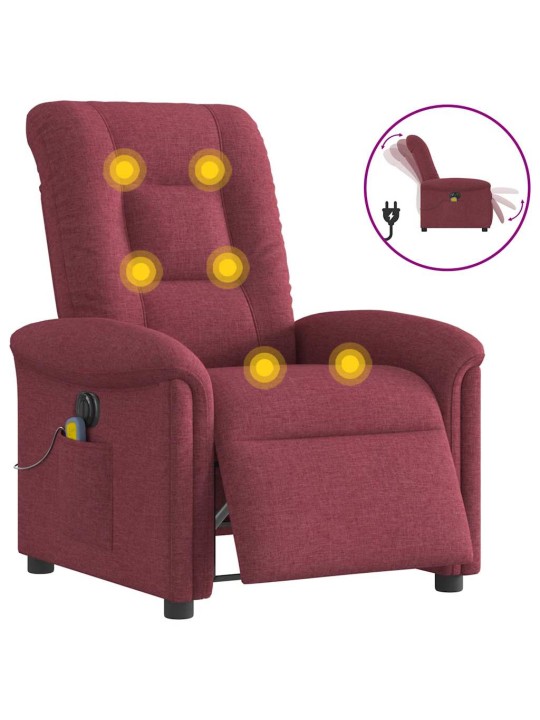 Elektrické masážní polohovací křeslo vínové textil