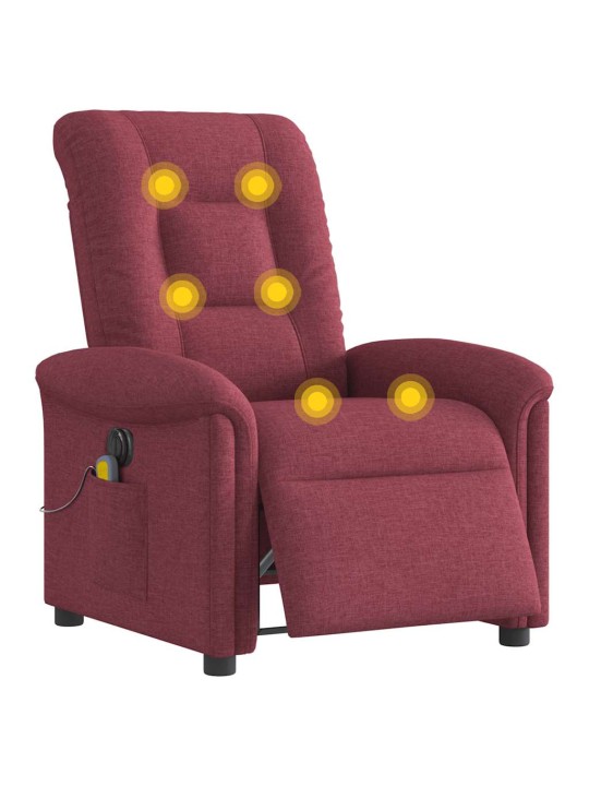 Elektrické masážní polohovací křeslo vínové textil