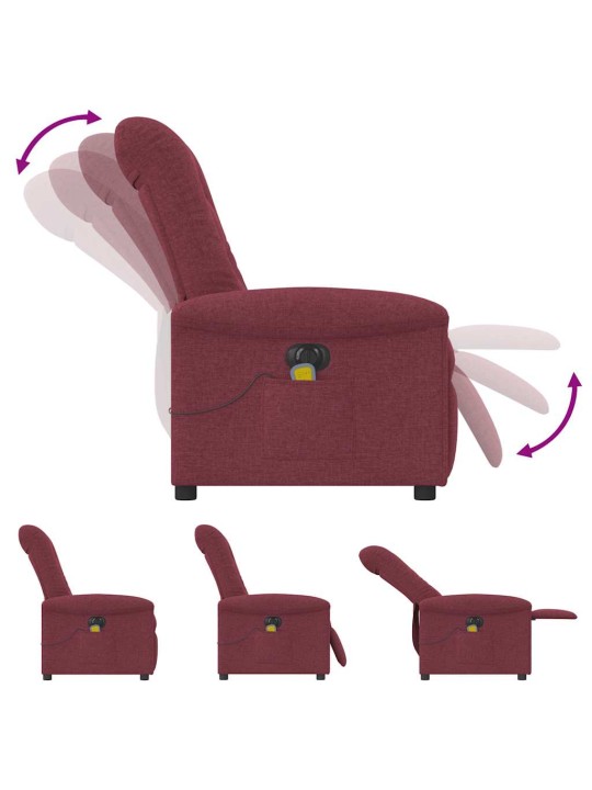 Elektrické masážní polohovací křeslo vínové textil