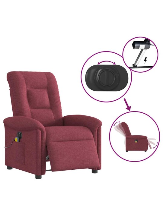 Elektrické masážní polohovací křeslo vínové textil