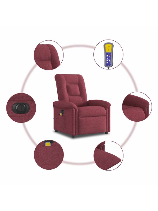 Elektrické masážní polohovací křeslo vínové textil