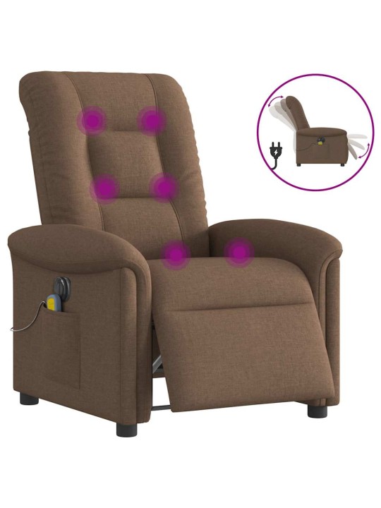 Elektrické masážní polohovací křeslo hnědé textil