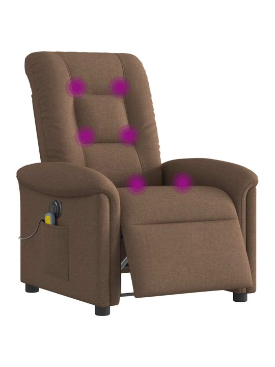 Elektrické masážní polohovací křeslo hnědé textil