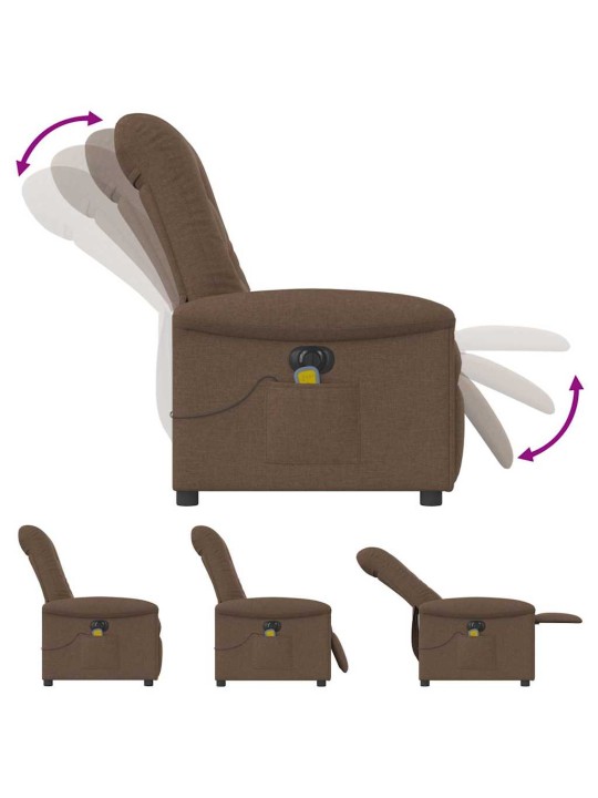 Elektrické masážní polohovací křeslo hnědé textil