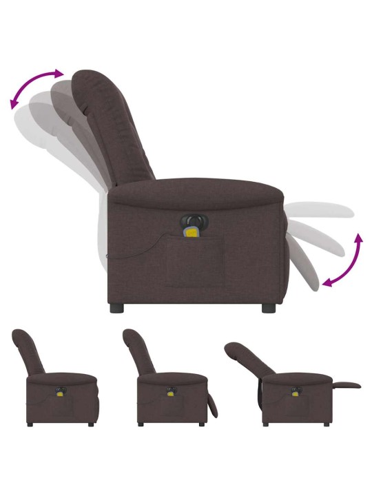 Elektrické masážní polohovací křeslo tmavě hnědé textil