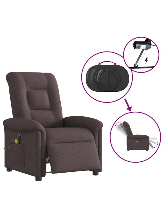 Elektrické masážní polohovací křeslo tmavě hnědé textil