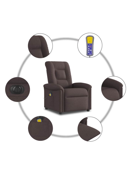 Elektrické masážní polohovací křeslo tmavě hnědé textil