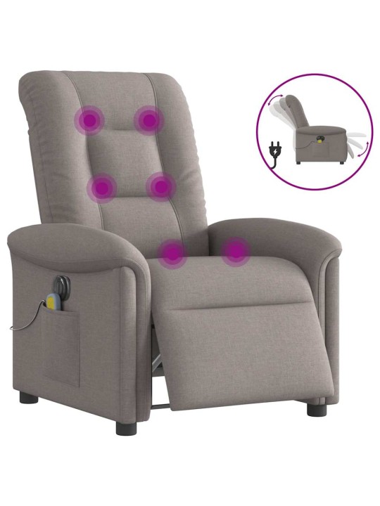 Elektrické masážní polohovací křeslo taupe textil