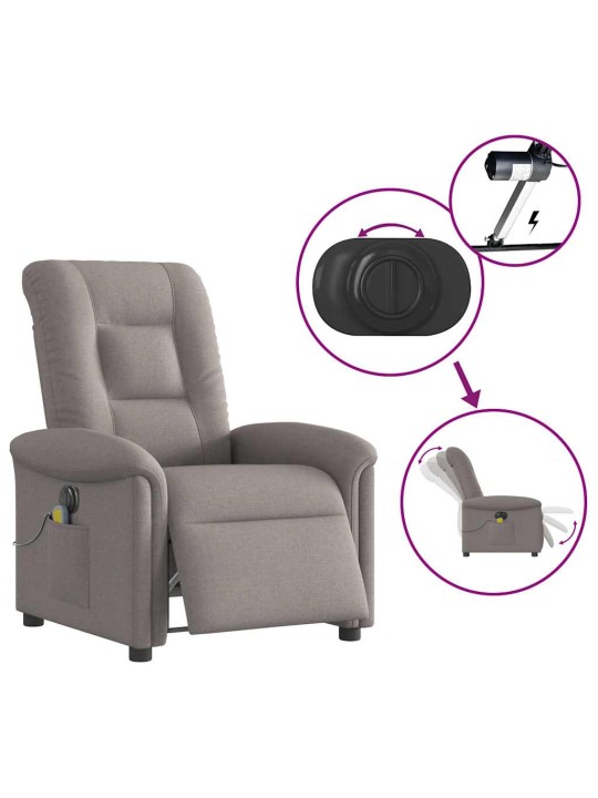 Elektrické masážní polohovací křeslo taupe textil