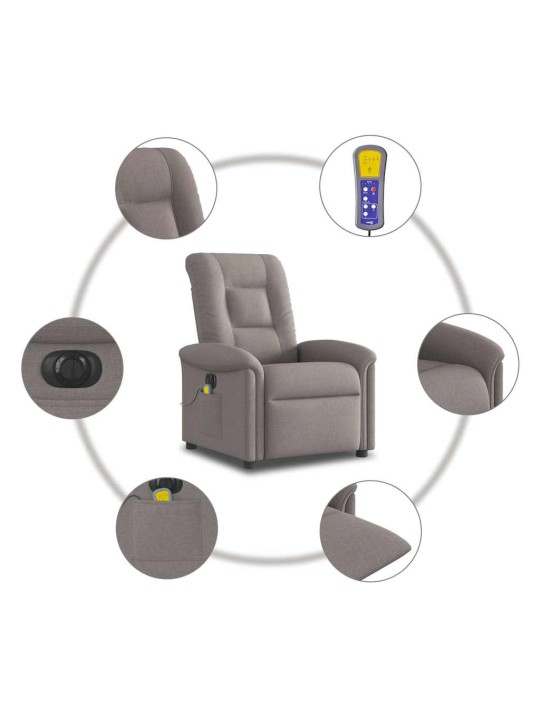 Elektrické masážní polohovací křeslo taupe textil