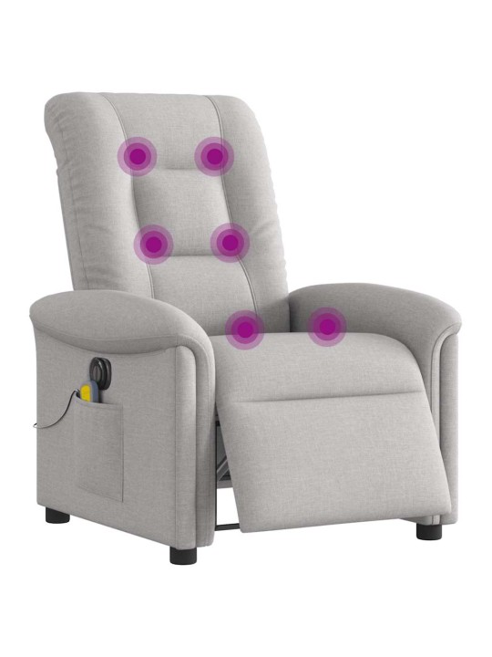 Elektrické masážní polohovací křeslo obláčkově šedé textil