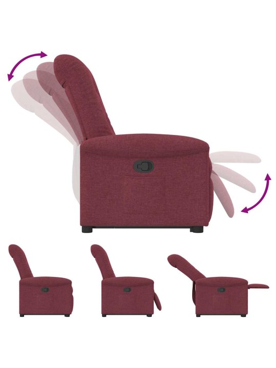 Zvedací polohovací křeslo vínové textil