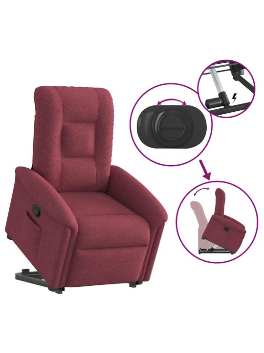 Zvedací polohovací křeslo vínové textil