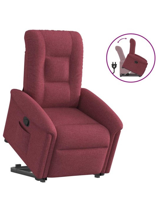 Zvedací polohovací křeslo vínové textil