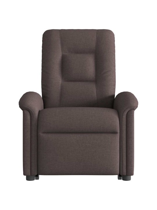 Zvedací polohovací křeslo tmavě hnědé textil