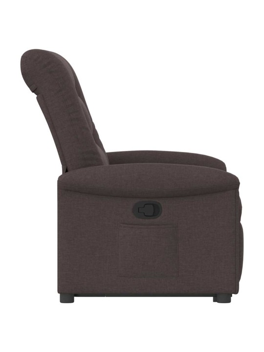 Zvedací polohovací křeslo tmavě hnědé textil
