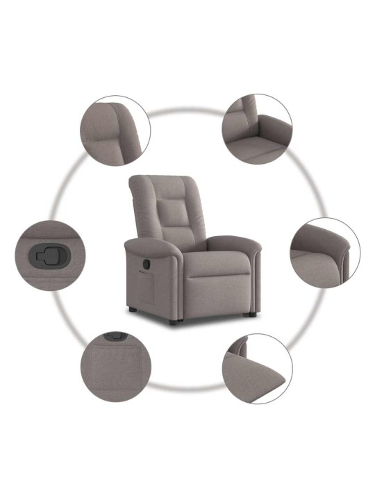 Zvedací polohovací křeslo taupe textil