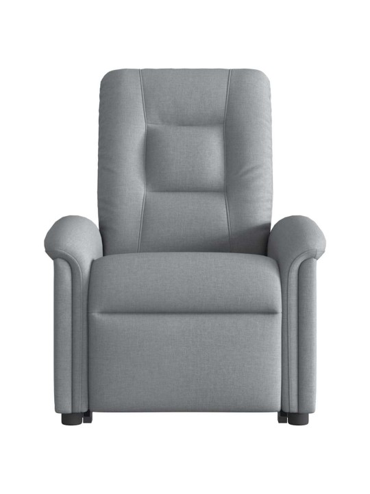 Zvedací masážní polohovací křeslo světle šedé textil