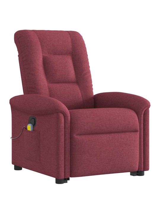 Zvedací masážní polohovací křeslo vínové textil