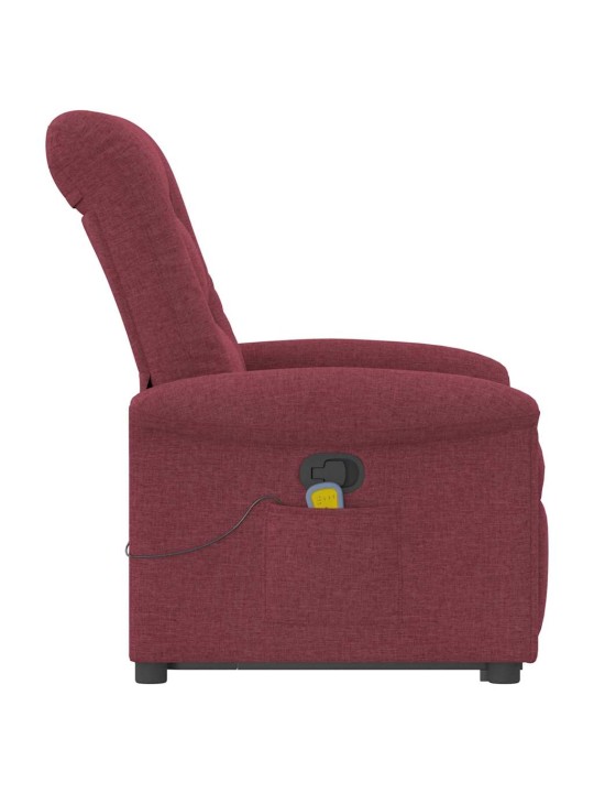 Zvedací masážní polohovací křeslo vínové textil