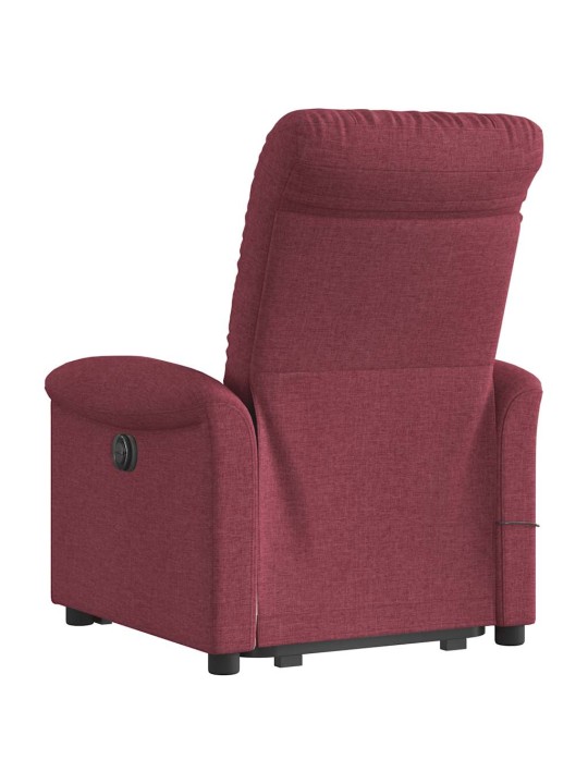 Zvedací masážní polohovací křeslo vínové textil