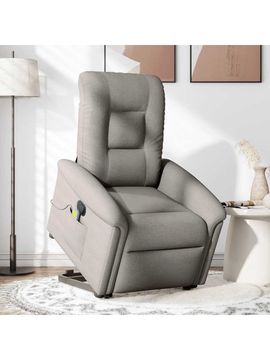 Zvedací masážní polohovací křeslo taupe textil