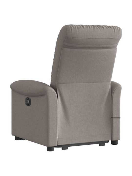 Zvedací masážní polohovací křeslo taupe textil