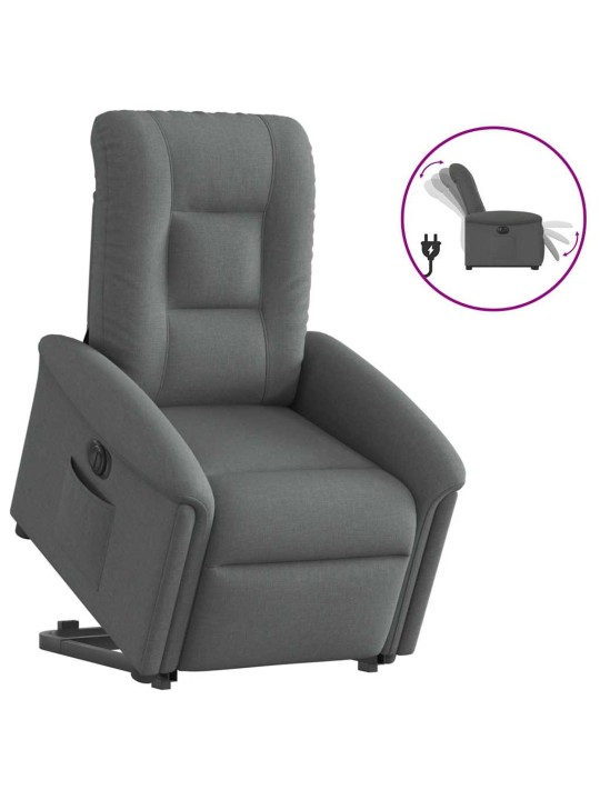 Elektrické zvedací polohovací křeslo tmavě šedé textil
