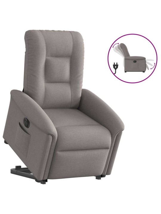 Elektrické zvedací polohovací křeslo taupe textil