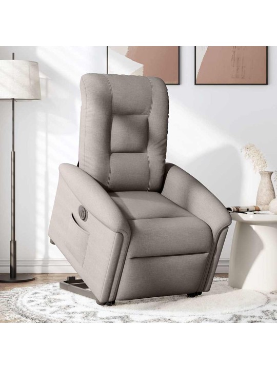 Elektrické zvedací polohovací křeslo taupe textil