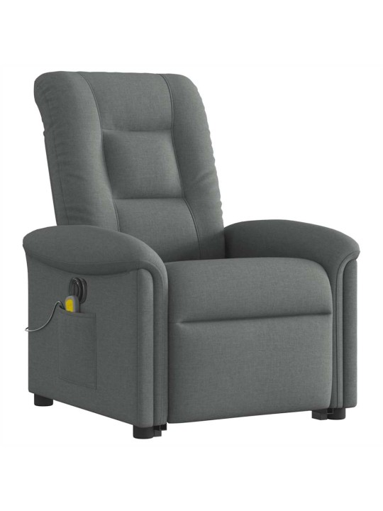 Elektrické zvedací masážní polohovací křeslo tmavě šedé textil