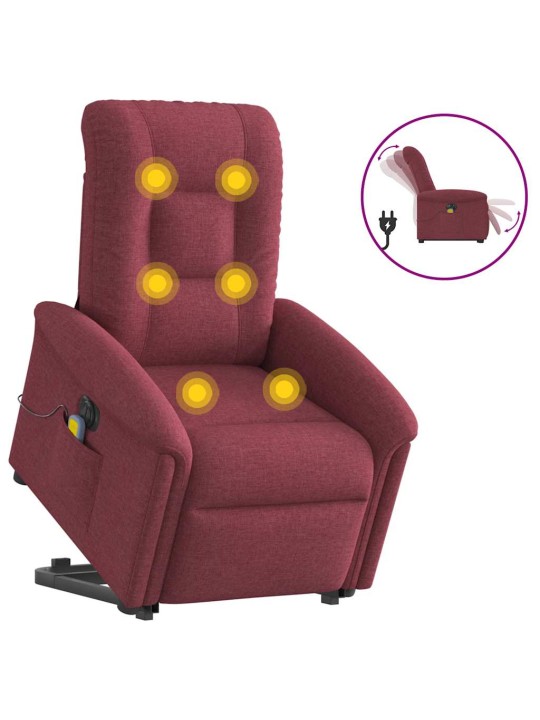 Elektrické zvedací masážní polohovací křeslo vínové textil