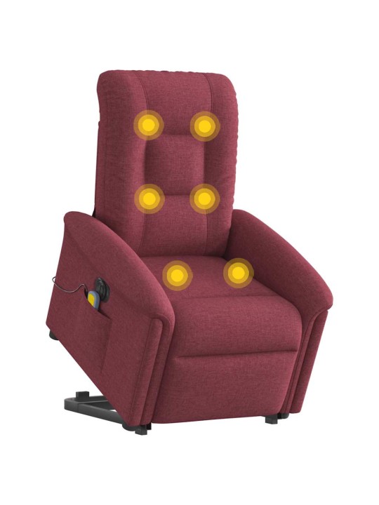 Elektrické zvedací masážní polohovací křeslo vínové textil