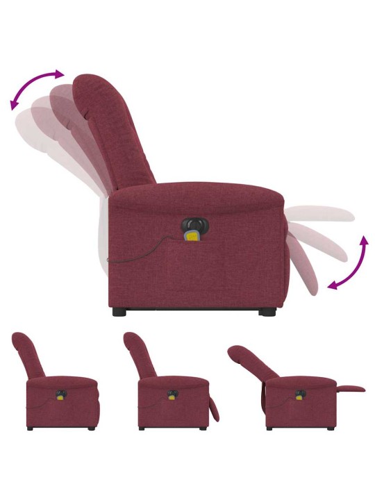 Elektrické zvedací masážní polohovací křeslo vínové textil