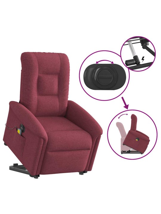 Elektrické zvedací masážní polohovací křeslo vínové textil