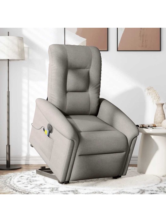 Elektrické zvedací masážní polohovací křeslo taupe textil