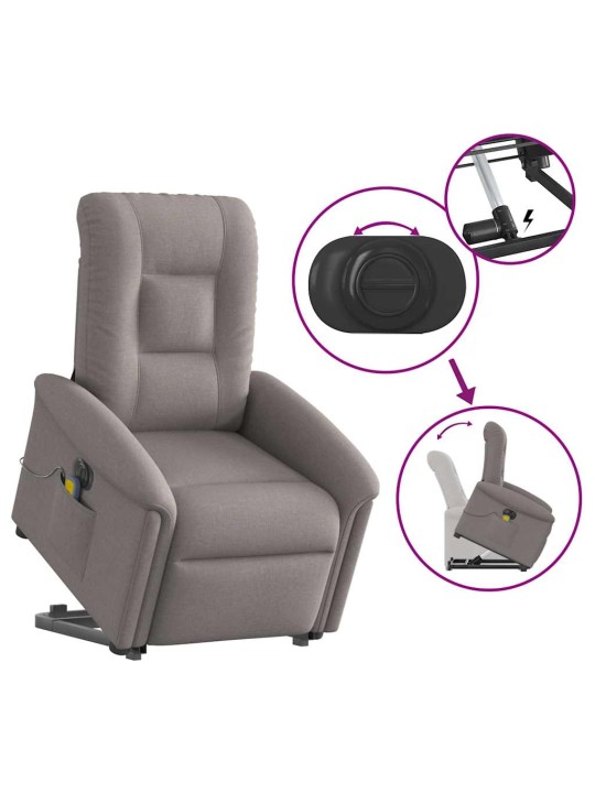 Elektrické zvedací masážní polohovací křeslo taupe textil