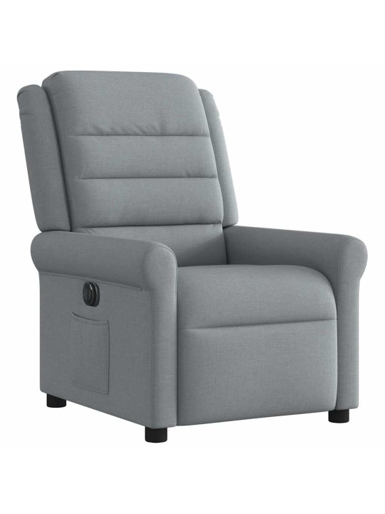 Elektrické polohovací křeslo světle šedé textil