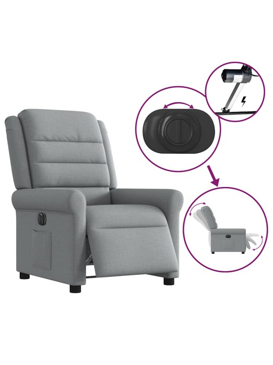 Elektrické polohovací křeslo světle šedé textil