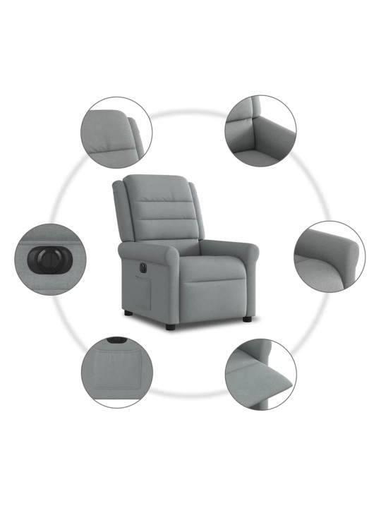 Elektrické polohovací křeslo světle šedé textil