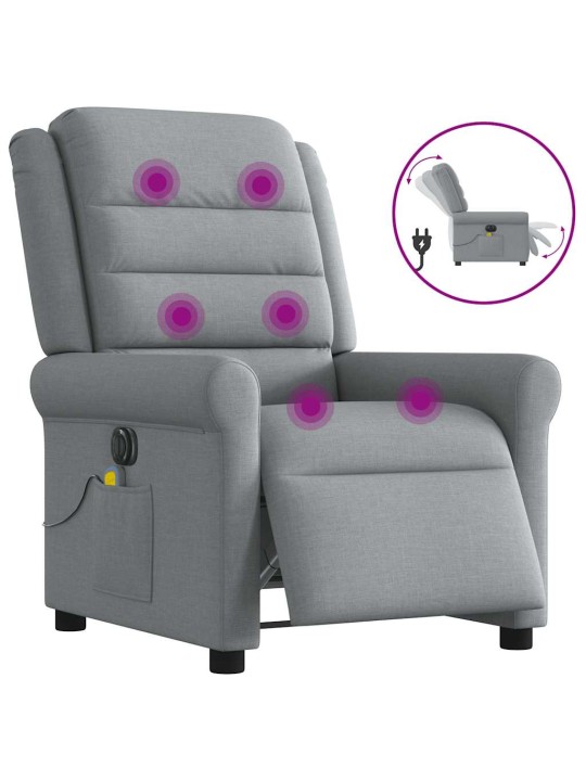 Elektrické masážní polohovací křeslo světle šedé textil