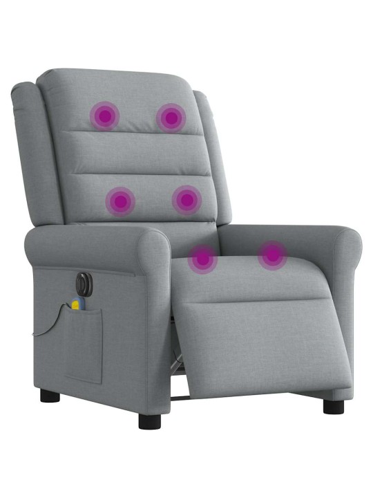 Elektrické masážní polohovací křeslo světle šedé textil