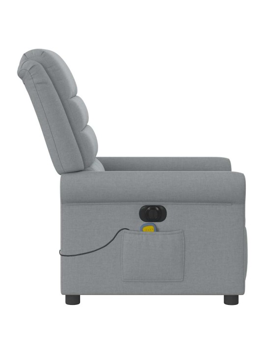 Elektrické masážní polohovací křeslo světle šedé textil
