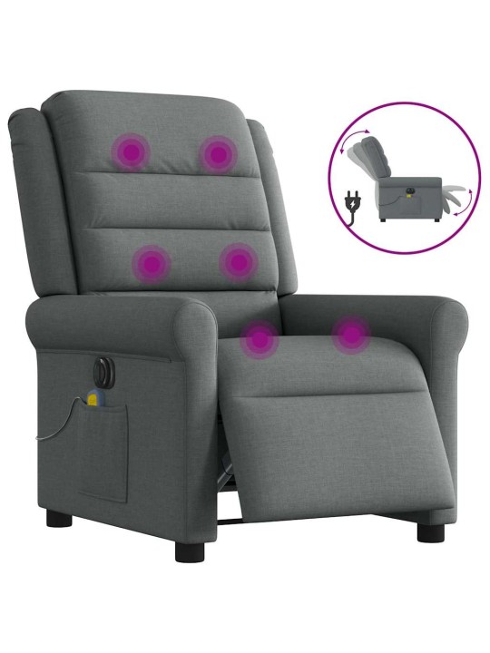 Elektrické masážní polohovací křeslo tmavě šedé textil