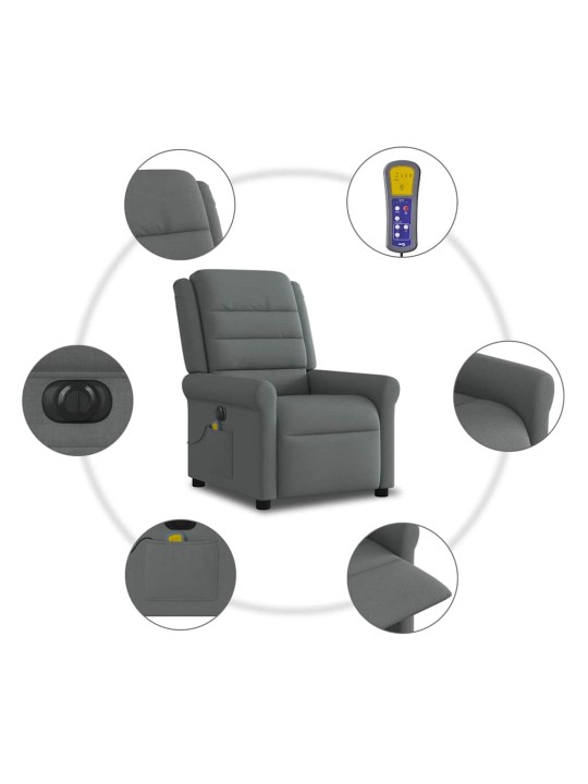 Elektrické masážní polohovací křeslo tmavě šedé textil