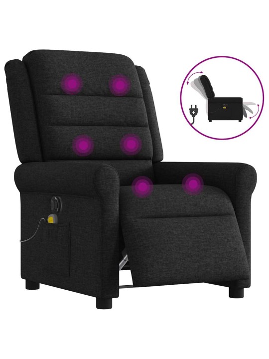 Elektrické masážní polohovací křeslo černé textil