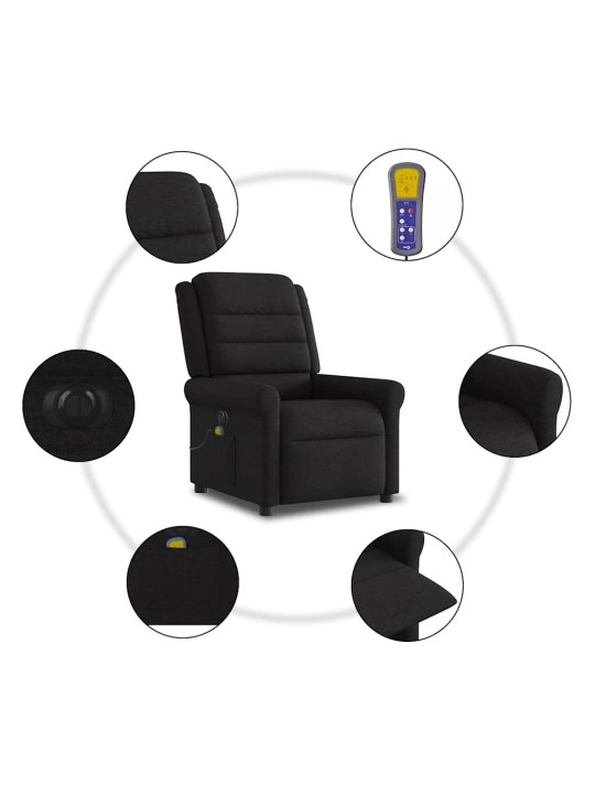 Elektrické masážní polohovací křeslo černé textil