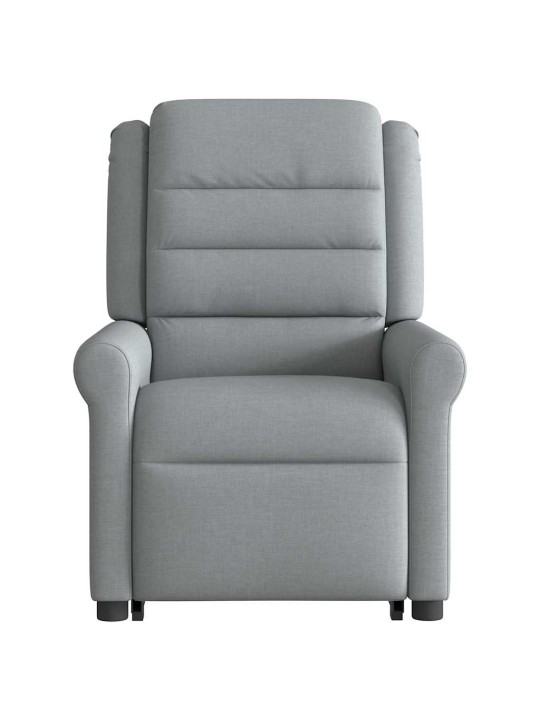 Zvedací polohovací křeslo světle šedé textil